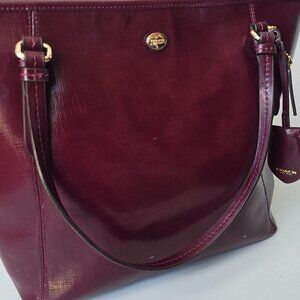 Coach Peyton Burgundy Leather Zip Top Tote Style 27349